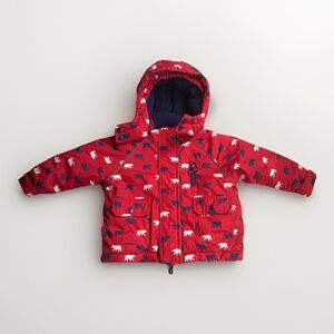 Hatley Baby Winter Coat Red White Blue Bears Size 12-18 Months EUC